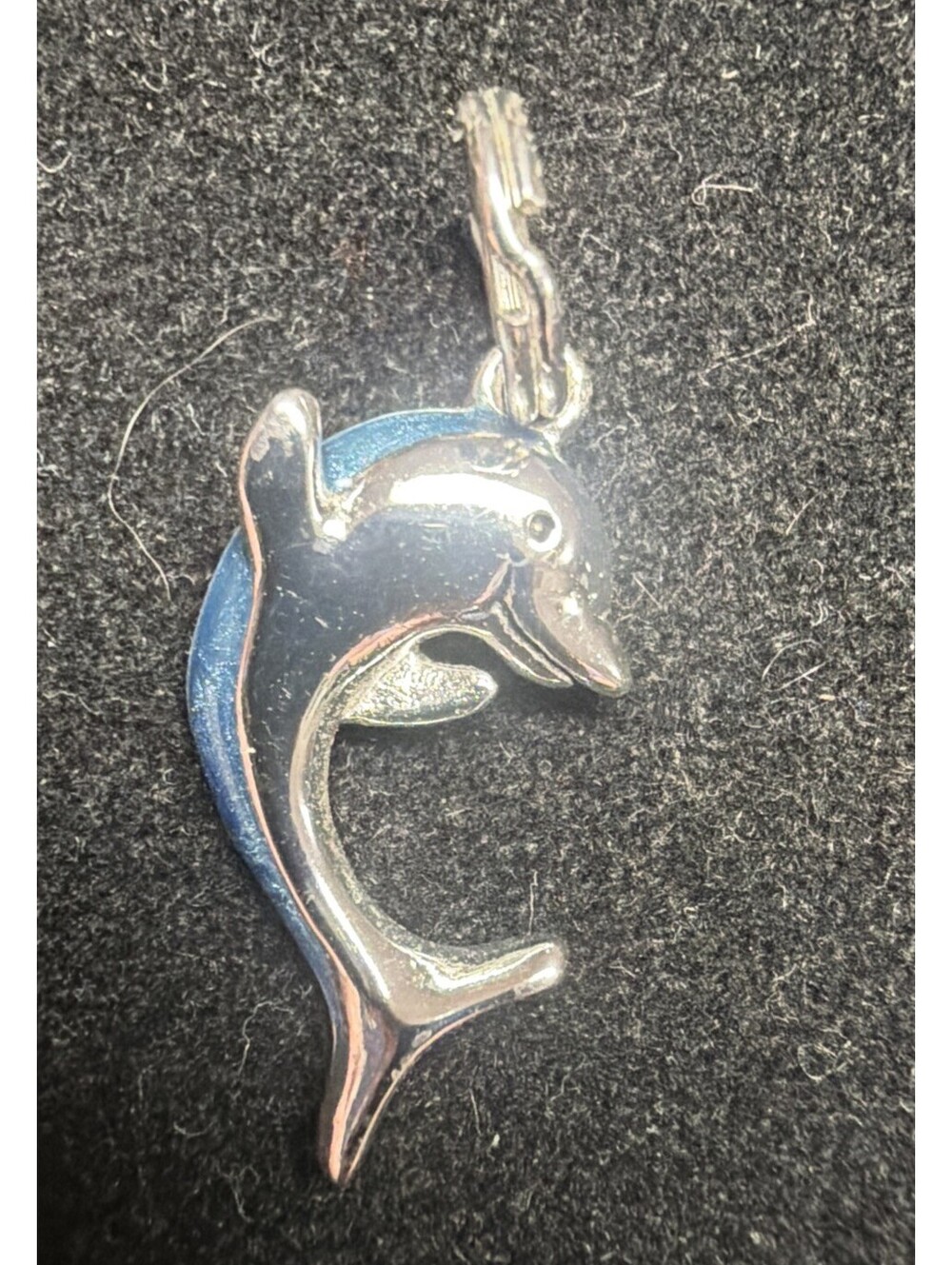 Dolphin Pendant 925 Silver Blue Stone Accent New 1.81 Grams
